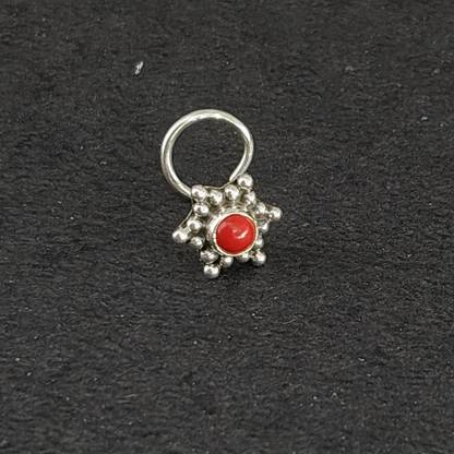 jsaj Onyx Sterling Silver Plated Silver Nose Ring