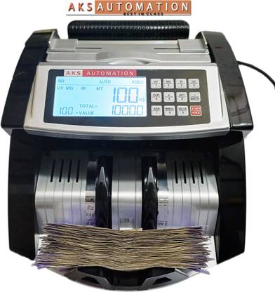 AKS AUTOMATION Latest Upgraded Cash Counting Machine with Mg, UV, IR Fake Note Detector Note Counting Machine