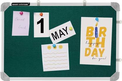 Mahit Systems 1.5x2 Ft. Pin Up/Display High Resilience Foam Fabric with (20 Push Pins) Notice Board