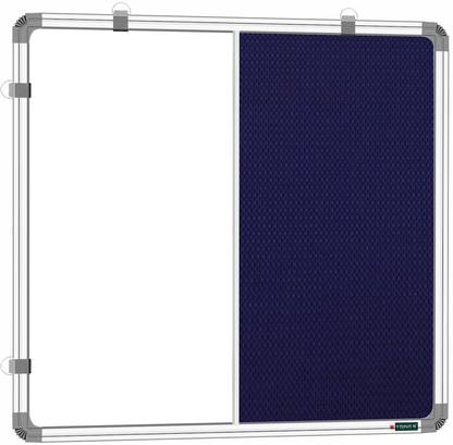 ShelfKing 59x59 CM Non-Magnetic Whiteboard & Blue Notice Combination Board For Office Use Notice Board