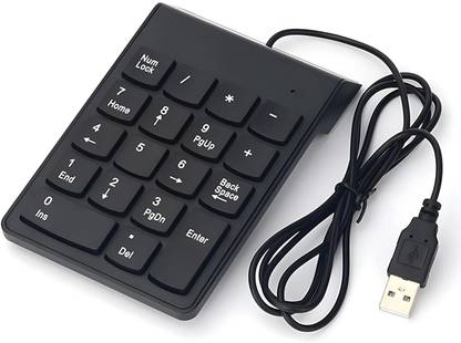 VYAR Wired Numeric Keypad Digital Keyboard 18 Keys for Laptop PC Notebook Desktop Wired Number Pad