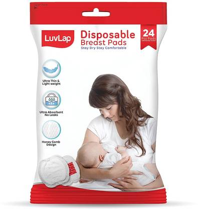 LuvLap Ultra Thin Honeycomb Nursing Breast Pads, 24pcs, Disposable, High Absorbent, Nursing Breast Pad