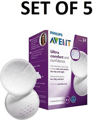 PHILIPS Avent Disposable Breast Pads 24 Pcs SCF254/24 (Pack of 5) Nursing Breast Pad