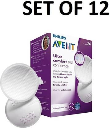 PHILIPS Avent Disposable Breast Pads 24 Pcs SCF254/24 (Pack of 12) Nursing Breast Pad