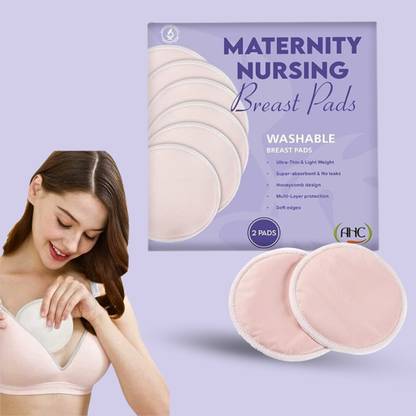 AHC Breast Pads Reusable Leakproof 100% Cotton 2 Pc Combo Maternity Nursing Nursing Breast Pad