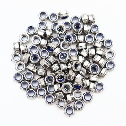 MOHTASHIM Nut Hex Lock Nuts M5 Carbon Steel Nylon Insert Self-Locking Nuts 100pcs