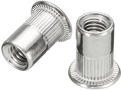 VP INDUSTRIES Nut M6 x15 mm Blind Rivet Nut Insert Nutsert Threads (Pcs-25) | Flat Head Threaded Rivet Nut Internal Thread Fixing All Kinds Furniture Nut Cabinet Connecting Screw Internal Thread Wood Insert Nut of Drawers Office Furniture,Wood Boards, Kitchen Worktops, Cabinets, Cupboards