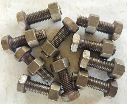 PAMACO Nut & Bolt Set 2" length 5/8 Full Thread hex Bolt with Nut | Pack of 50