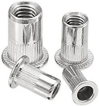 VP INDUSTRIES Nut M4 x11 mm Blind Rivet Nut Insert Nutsert Threads (Pcs-25) | Flat Head Threaded Rivet Nut Internal Thread Fixing All Kinds Furniture Nut Cabinet Connecting Screw Internal Thread Wood Insert Nut of Drawers Office Furniture,Wood Boards, Kitchen Worktops, Cabinets, Cupboards