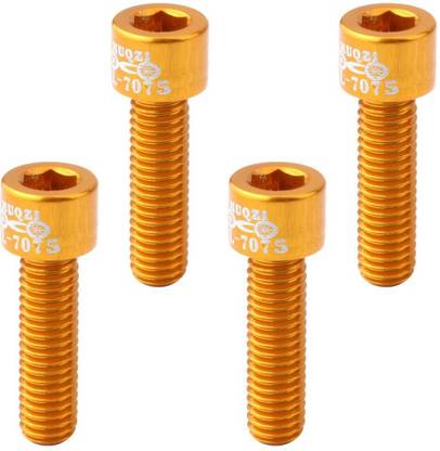 Lyla Nut & Bolt Set 4pcs Road Bicycle Handlebar Stem Screw Aluminum Alloy M5*17MM Bolts Golden