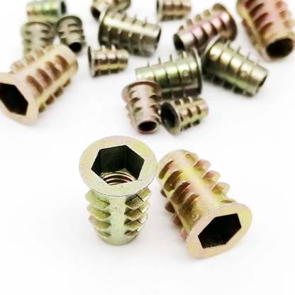 VP INDUSTRIES Nut M8x20 mm Wood Insert Nut (Pcs-25) | D-nut Zinc Alloy Hex Drive Head All Kinds Furniture Nut Cabinet Connecting Screw Internal Thread Wood Insert Nut of Drawers Office Furniture,Wood Boards, Kitchen Worktops, Cabinets, Cupboards