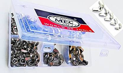 Mec Nut 100Pcs Butterfly Wing Nut (3/16" 1/4" 5/16" 3/8" 1/2" BSW Thread) Fasteners Kit