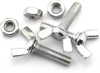 Mec Nut & Bolt Set M10 Butterfly Wing Bolt Fasteners With Hex Nut Zinc Plated -10Set (M10x25mm)