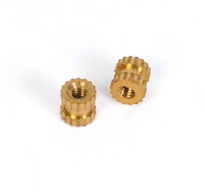BRASS FIT Nut M2.5X4 Brass Nut Inserts, Knurled Threaded Inserts, Embed Parts (100 Pieces)