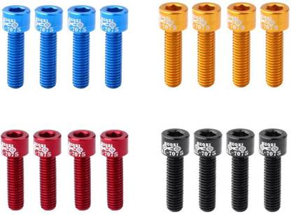 Lyla Nut & Bolt Set 4pcs Road Bicycle Handlebar Stem Screw Aluminum Alloy M5*17MM Bolts Blue