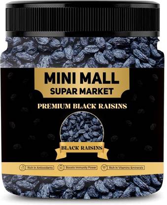 MINIMALL SUPER MARKET Black Raisins With Seeds/Kala Manuka/Kali Draksh/Dry Grapes/Kali Kismis Raisins
