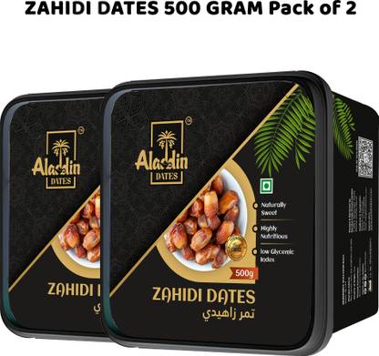 Aladdin Dates Premium Dried Zahidi Dates 1 Kg ( Pack of 2*500 gram) Khajur/Khajoor Dry Fruits Dates