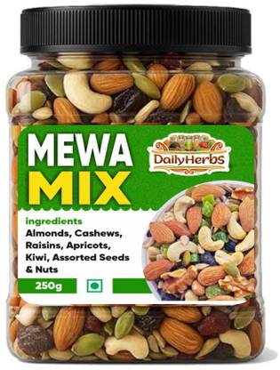 DAILYHERBS Mix Dry Fruit | Mewa Mix | 250gm |( Almonds, Cashews, Raisins, Apricots, Dates, Kiwi, Gooseberry