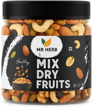 MRHERB 03Mixed Dry Fruits – High Protein Nut & Fruit Mix for Healthy Snacking(500gm) Almonds, Cashews, Pistachios, Amla, Apricots, Raisins, Dry Dates, Kiwi