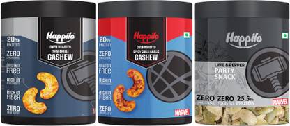 Happilo Marvel Combo Roasted Cashews Thai Chilli, Spicy Chilly Garlic, Lime & Pepper Assorted Nuts