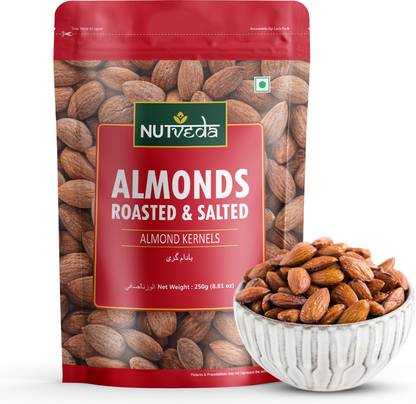 nutveda Roasted & Salted Almonds (Crunchy Almond Kernels) Badam Giri Almonds