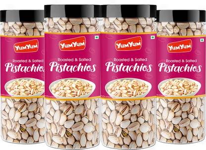 यम यम प्रीमियम रोस्टेड एंड सॉल्टेड पिस्ता नट 600g (पैक ऑफ 4-150g ईच)