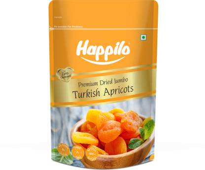 Happilo Premium Dried Turkish Apricots Good source of Vitamin E and Potassium, Juicy and Tangy Flavor, No Added Sugar, No Sulfur, No Preservatives, Non-GMO Apricots