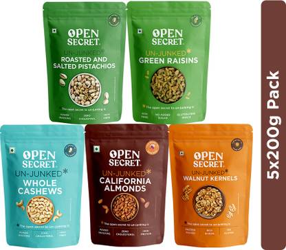 OPEN SECRET Dry Fruit Combo Badam Almonds Cashews Akhrot Walnuts Pista Kishmish Raisins Assorted Nuts