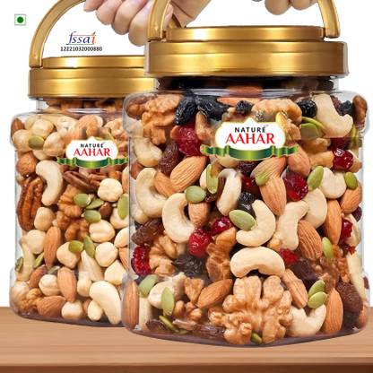 Nature Aahar Mix Dry Fruit | Panchmeva | 200gm | JAR | Almonds, Cashews, Raisins, Dry Dates, Figs, Pistachios, Walnuts