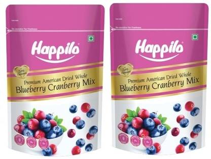 Happilo Premium American Dried Whole Blueberry Cranberry Mix Blueberry, Cranberries
