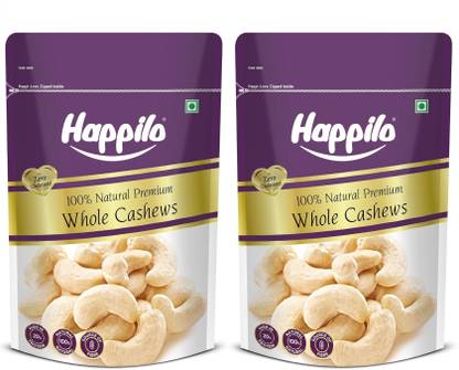 Happilo 100% Natural Premium Whole ,200 g x Pack of 2 Cashews