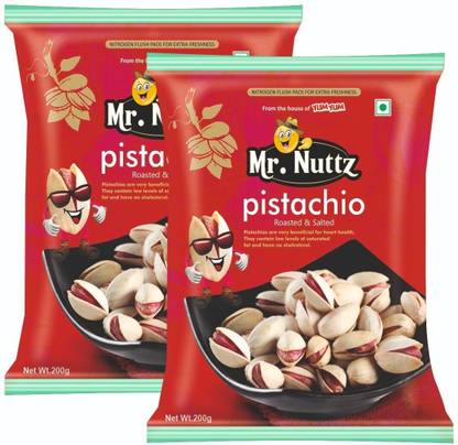 Mr.Nuttz Premium Roasted & Salted Pistachio 400g (Pack of 2- 200g Each) Pistachios
