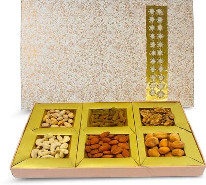 Sapphire Foods Combo For All Festivals Gift Hamper Dry Fruit White Texture Box (SF958) Almonds, Raisins, Cashews, Walnuts, Apricots, Pistachios