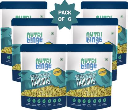 NUTRI BINGE Premium Seedless Green Raisins, Rich in antioxidants, Nutritious Kishmish Raisins