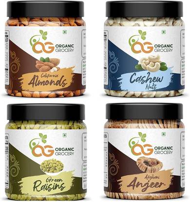 Organic Grocery Dry Fruits Combo Pack - (250 gms x 4) 1kg Almonds, Cashews, Raisins & Figs Assorted Seeds & Nuts