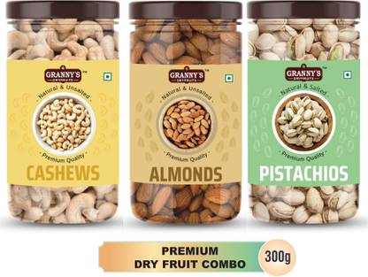Grannys Dryfruits badam kaju pista combo pack of 3(3x100g) premium low price dryfruits Almonds, Cashews, Pistachios