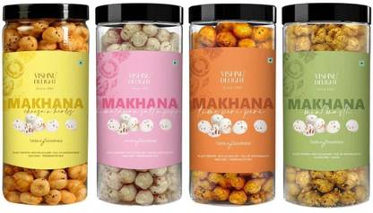 VISHNU DELIGHT Combo Flavour Roasted Makhana Jar - Healthy & Crunchy Snack | Gluten Free | Fox Nut