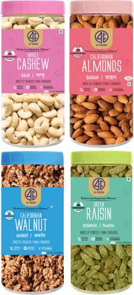 41 foods Combo pack of Almonds Cashews Raisins Walnuts | Kaju Badam Akhrot Kishmish 600GM Walnuts, Raisins, Cashews, Almonds