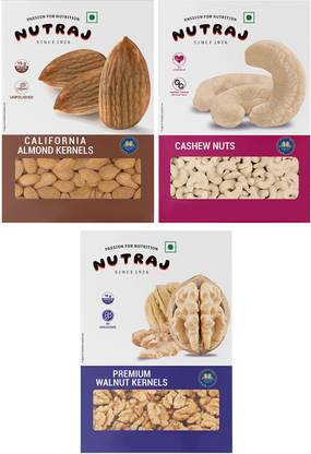 Nutraj Dry Fruits Combo Pack 600g, California Almonds, Walnuts, Cashews