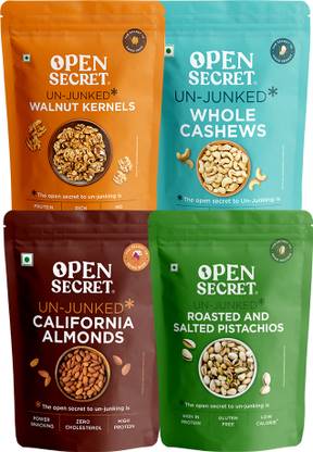 OPEN SECRET Premium Dry Fruits Combo Badam Almonds, Cashews, Akhrot Walnuts, Pistachios Assorted Nuts