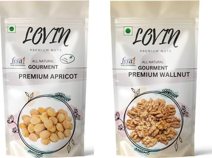 LOVIN 2 in 1 Dry fruits combo pack of Apricot, Walnuts (2 x 250 g) Apricots, Walnuts