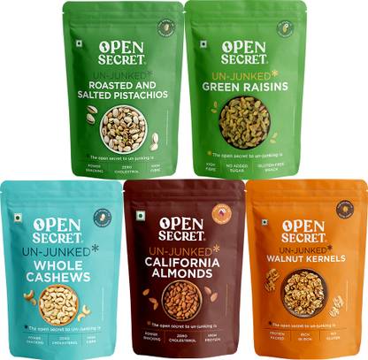 OPEN SECRET Dry Fruit Combo Badam Almonds Cashews Akhrot Walnuts Pista Kishmish Raisins Assorted Nuts