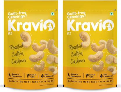Kravio Combo Pack Roasted Salted Cashews 200 Gram (Pack of 2) Cashews