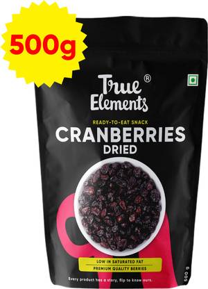 True Elements Dried Whole Cranberries, Healthy snack, Ready to eat berries, Fiber Rich Cranberries