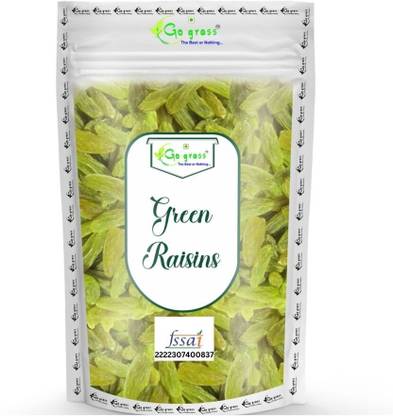 GO GRASS Seedless Green Raisins Dried Kishmish, Healthy, Naturally Sweet Raisins Raisins