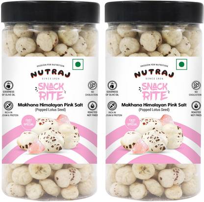 Nutraj Snackrite Himalayan Pink Salt Foxnut 140g (70g x 2), Roasted Makhana Olive Oil, Fox Nut