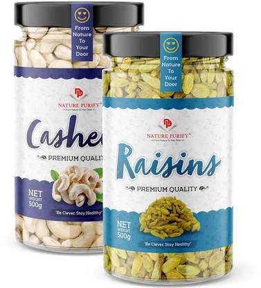 Nature Purify Pure Cashew & Raisins (500gm*2) kaju, Raisins | Cashews ...