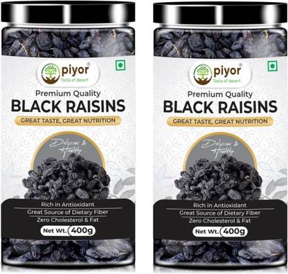 PIYOR Natural Premium Black Raisins | Kali Kishmish Combo 800 g (400g Pack of 2) Raisins