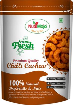 NutsMojo Chilli Flavoured Roasted Cashews 100% Organic Cashews