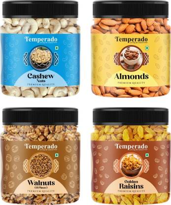 Temperado Cashew(100gm), Almond (100gm), Walnut (100gm) & Green Raisin(100 gm) Combo Cashews, Almonds, Walnuts, Raisins